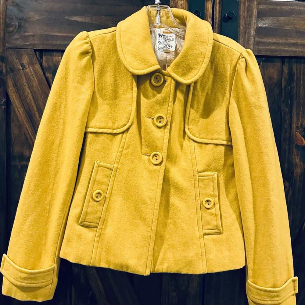 Tulle Bright Yellow Kids Pea Coat